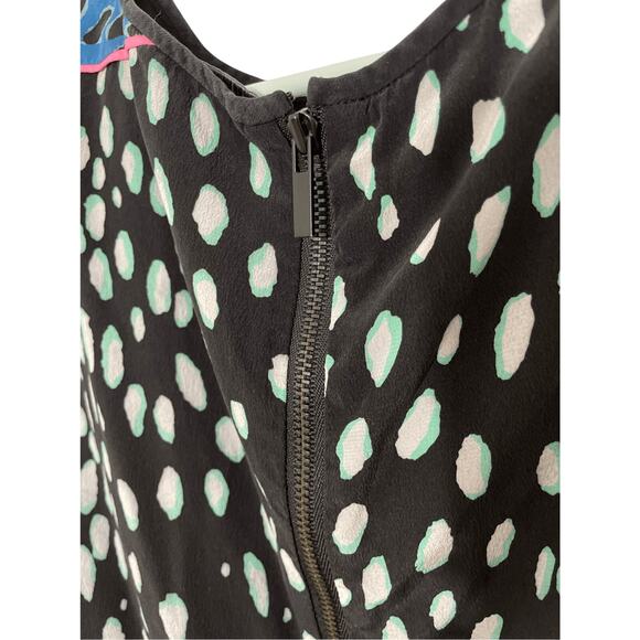 Elizabeth & James XXS Silk Retro Cropped Dalmation Print Blouse - Picture 5 of 5